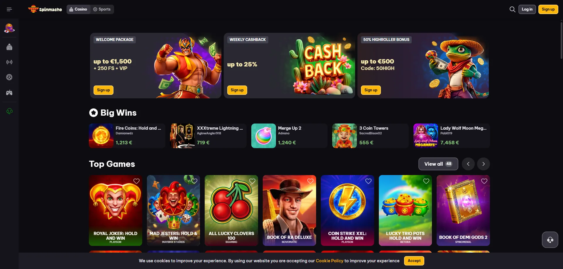 spinmacho1 SpinMacho Casino Italia panoramica piattaforma giochi online